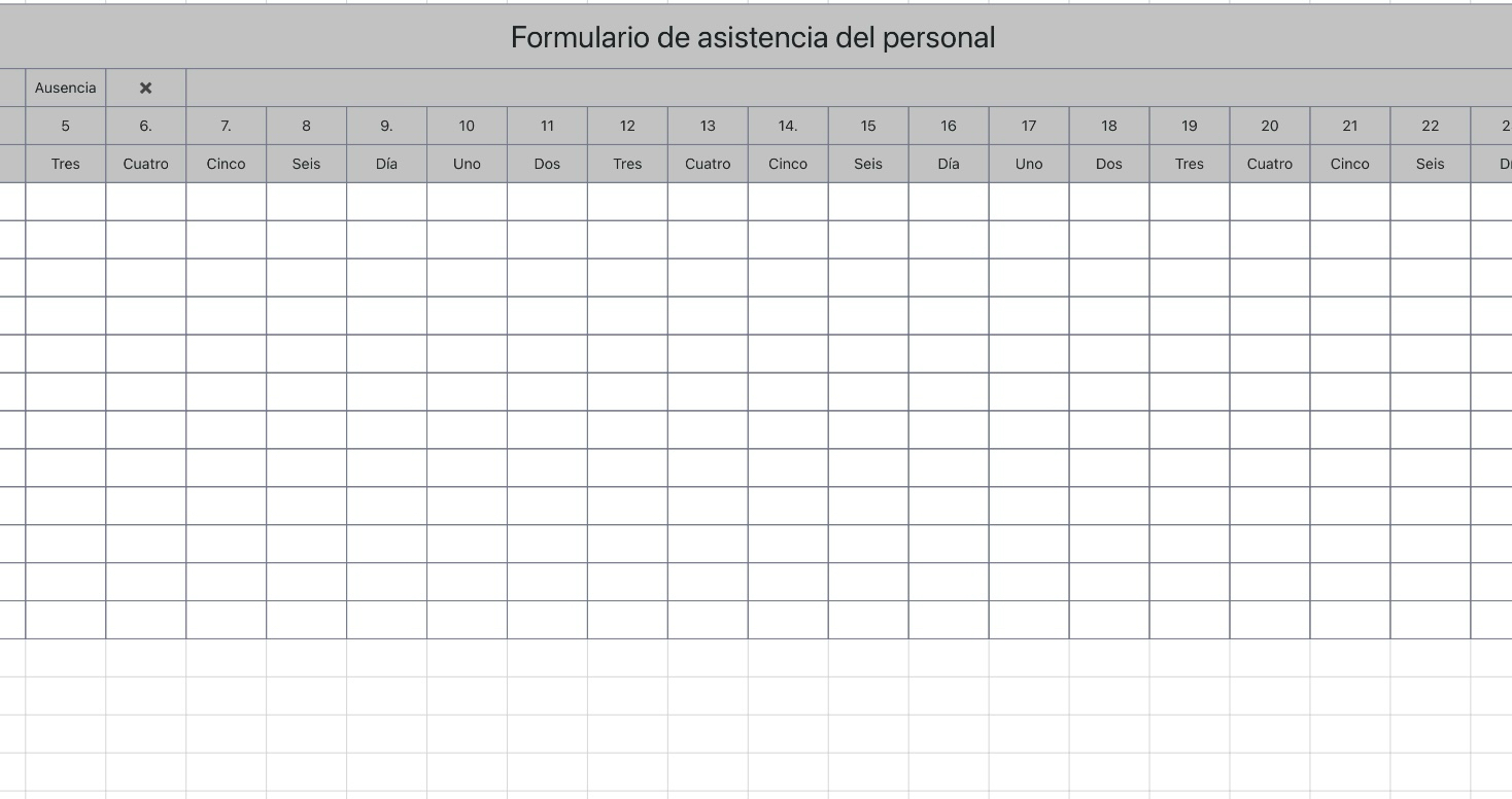 Formulario de asistencia del Personal 1